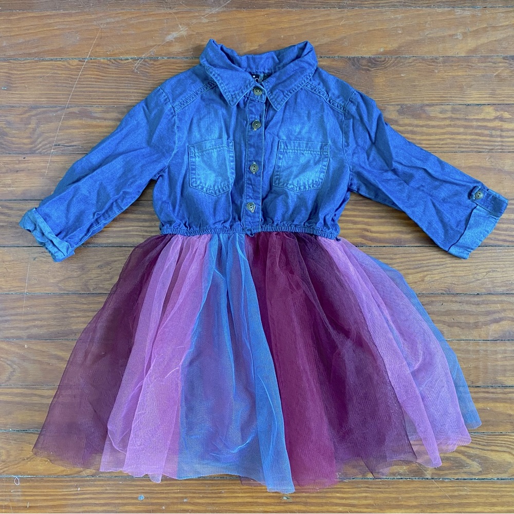 Pink & Violet girls denim tutu dress sz 4